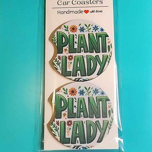 Plant Lady Gardening Car Truck Cup Holder Car Coasters